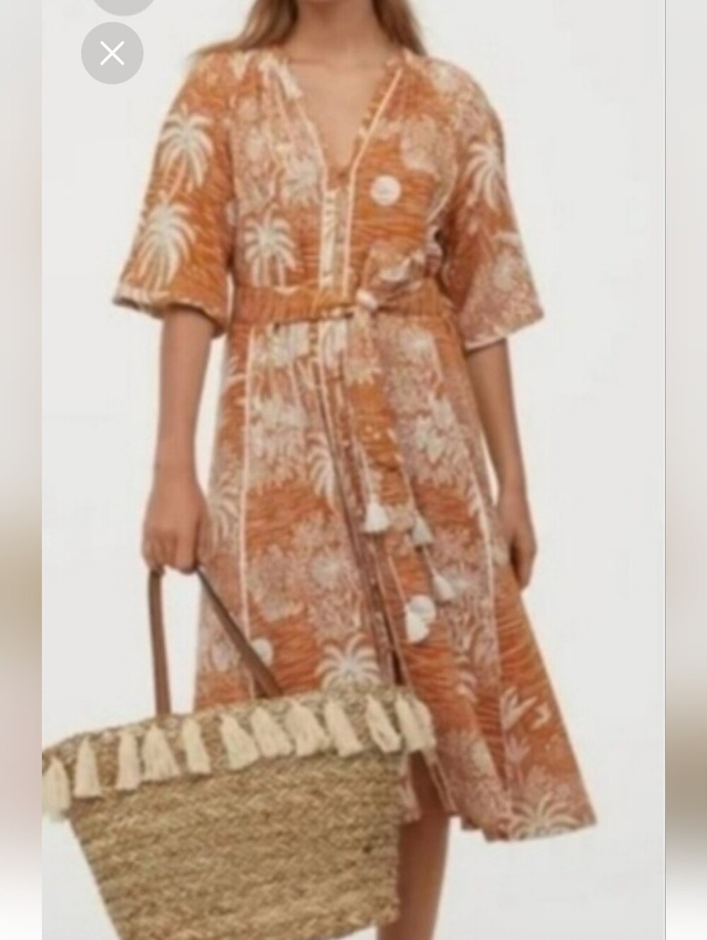 Desmond and Dempsey x H&M linen dress Tropical Midi NWT NEW Shirtdress
